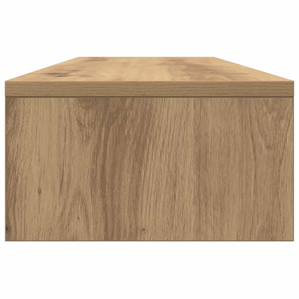 kézműves tölgy szerelt fa monitorállvány fiókokkal 100x27x15 cm