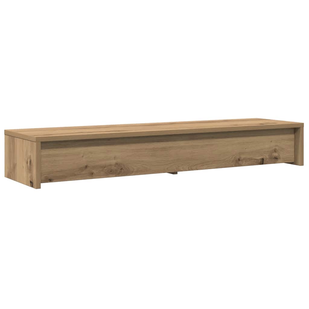 kézműves tölgy szerelt fa monitorállvány fiókokkal 100x27x15 cm