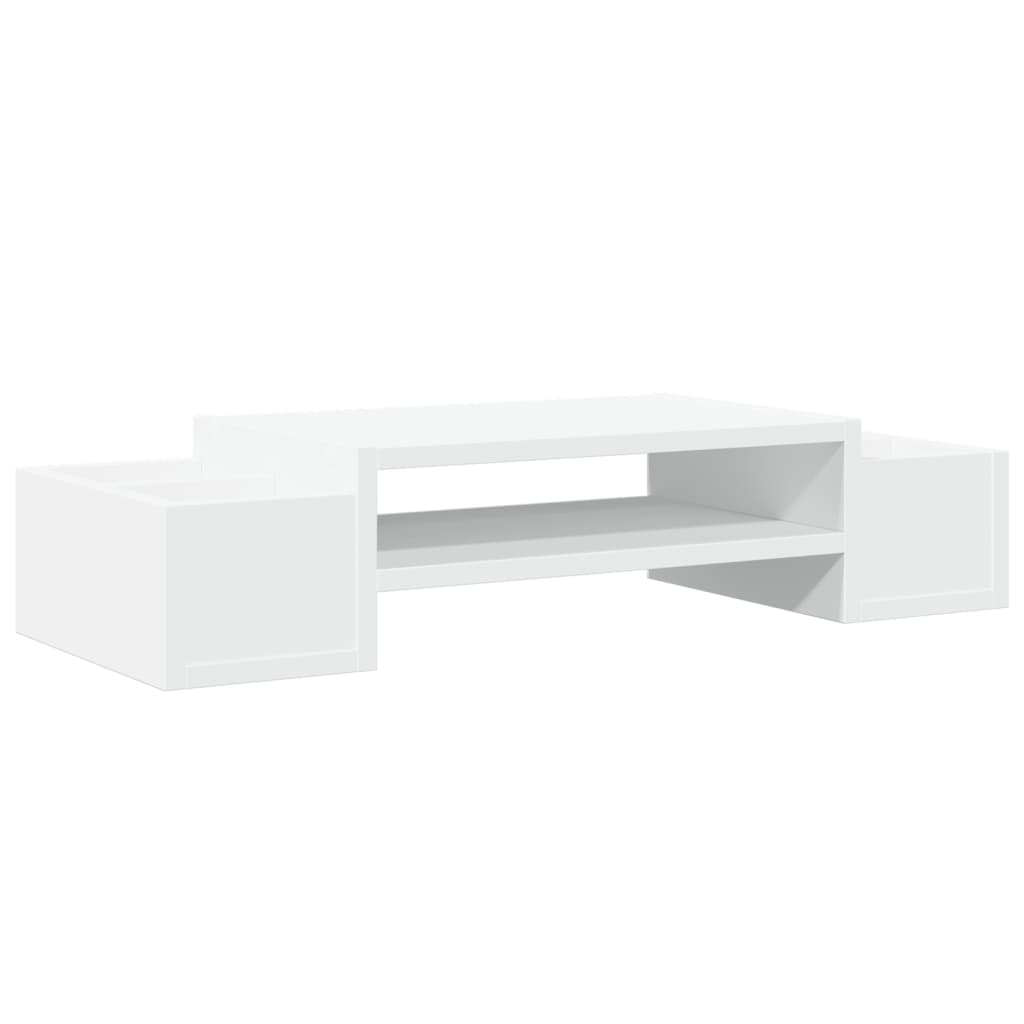 fehér szerelt fa monitorállvány tárolóval 70 x 27 x 15 cm