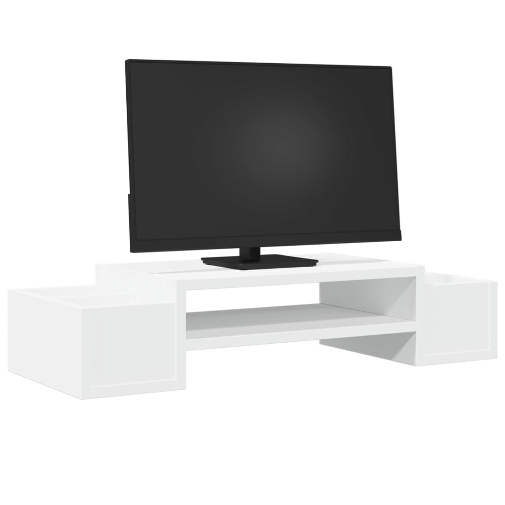 fehér szerelt fa monitorállvány tárolóval 70 x 27 x 15 cm