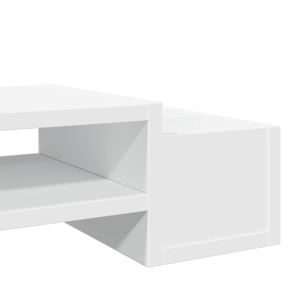 fehér szerelt fa monitorállvány tárolóval 70 x 27 x 15 cm