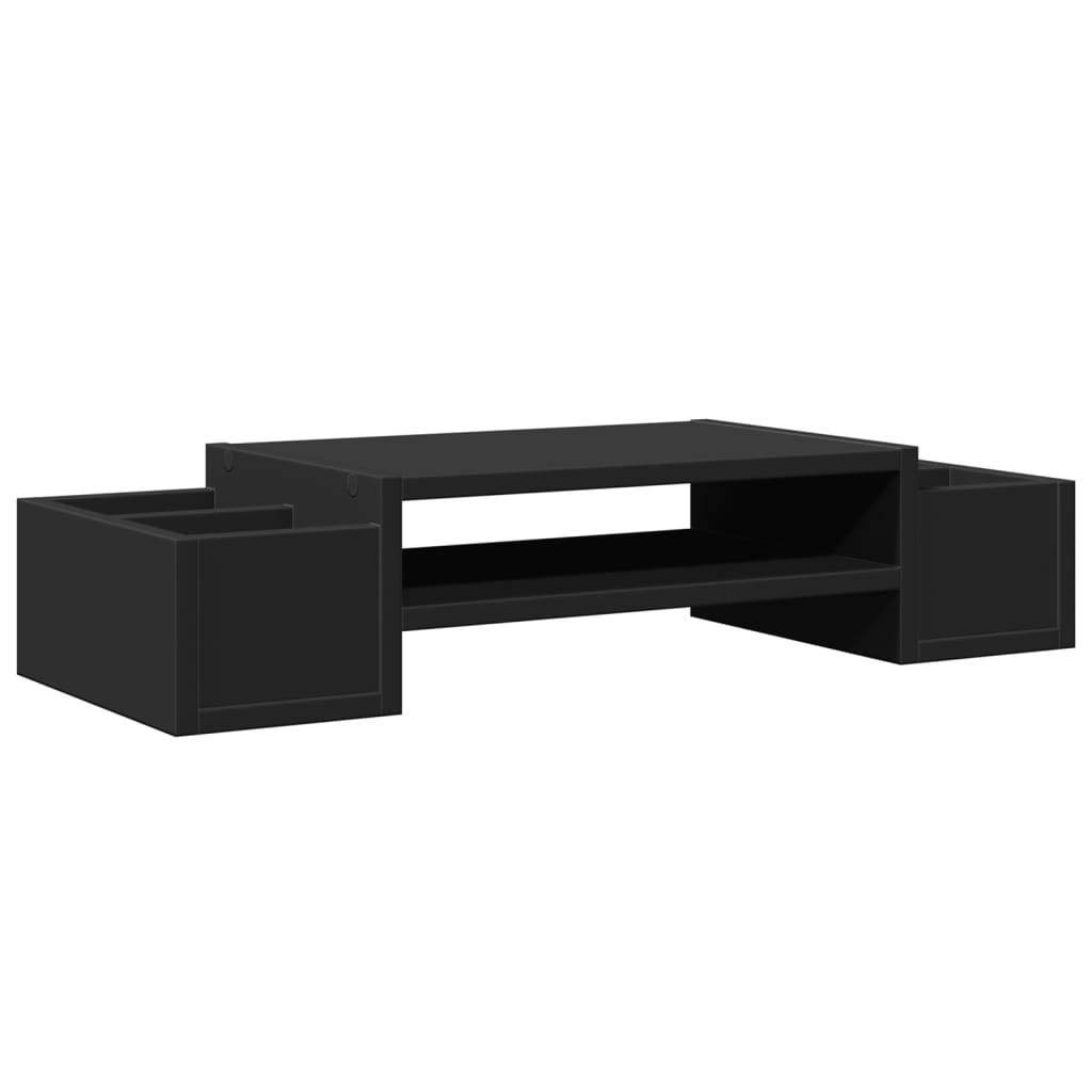 fekete szerelt fa monitorállvány tárolóval 70 x 27 x 15 cm