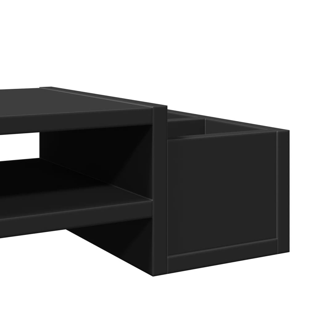 fekete szerelt fa monitorállvány tárolóval 70 x 27 x 15 cm