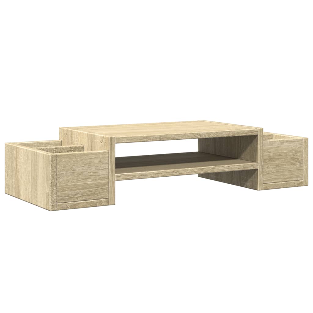 sonoma tölgy szerelt fa monitorállvány tárolóval 70x27x15 cm