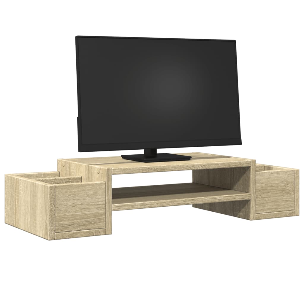 sonoma tölgy szerelt fa monitorállvány tárolóval 70x27x15 cm