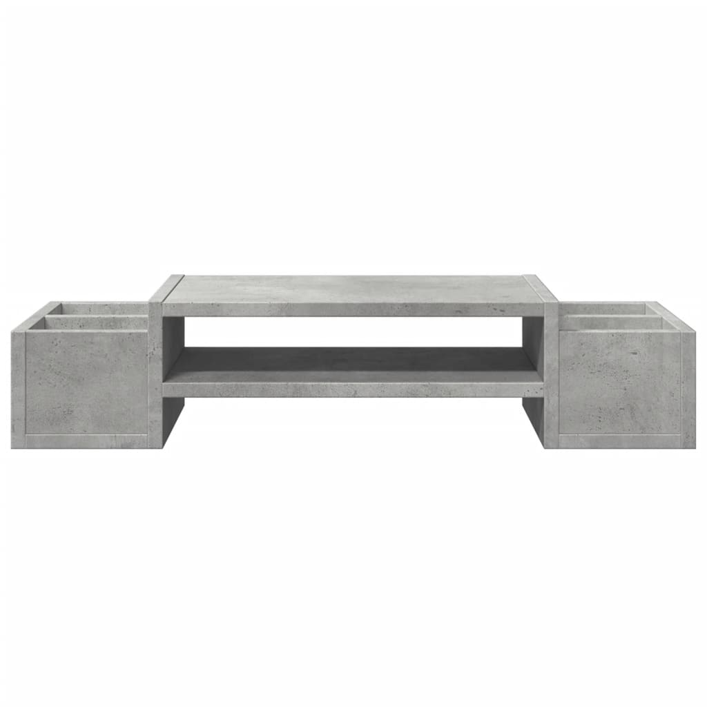betonszürke szerelt fa monitorállvány tárolóval 70 x 27 x 15 cm