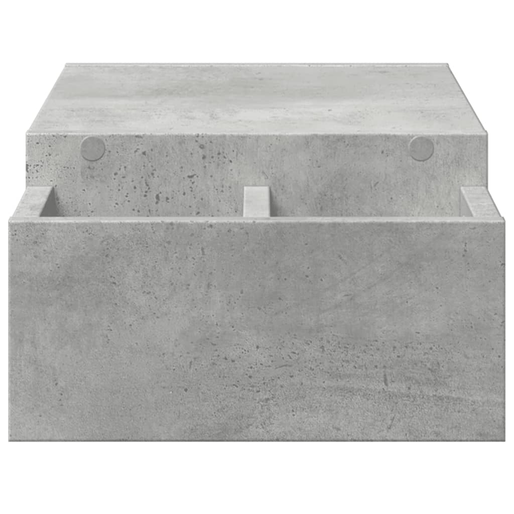 betonszürke szerelt fa monitorállvány tárolóval 70 x 27 x 15 cm