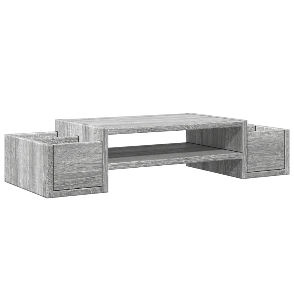 szürke sonoma szerelt fa monitorállvány tárolóval 70x27x15 cm