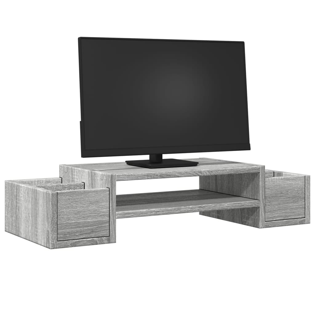 szürke sonoma szerelt fa monitorállvány tárolóval 70x27x15 cm