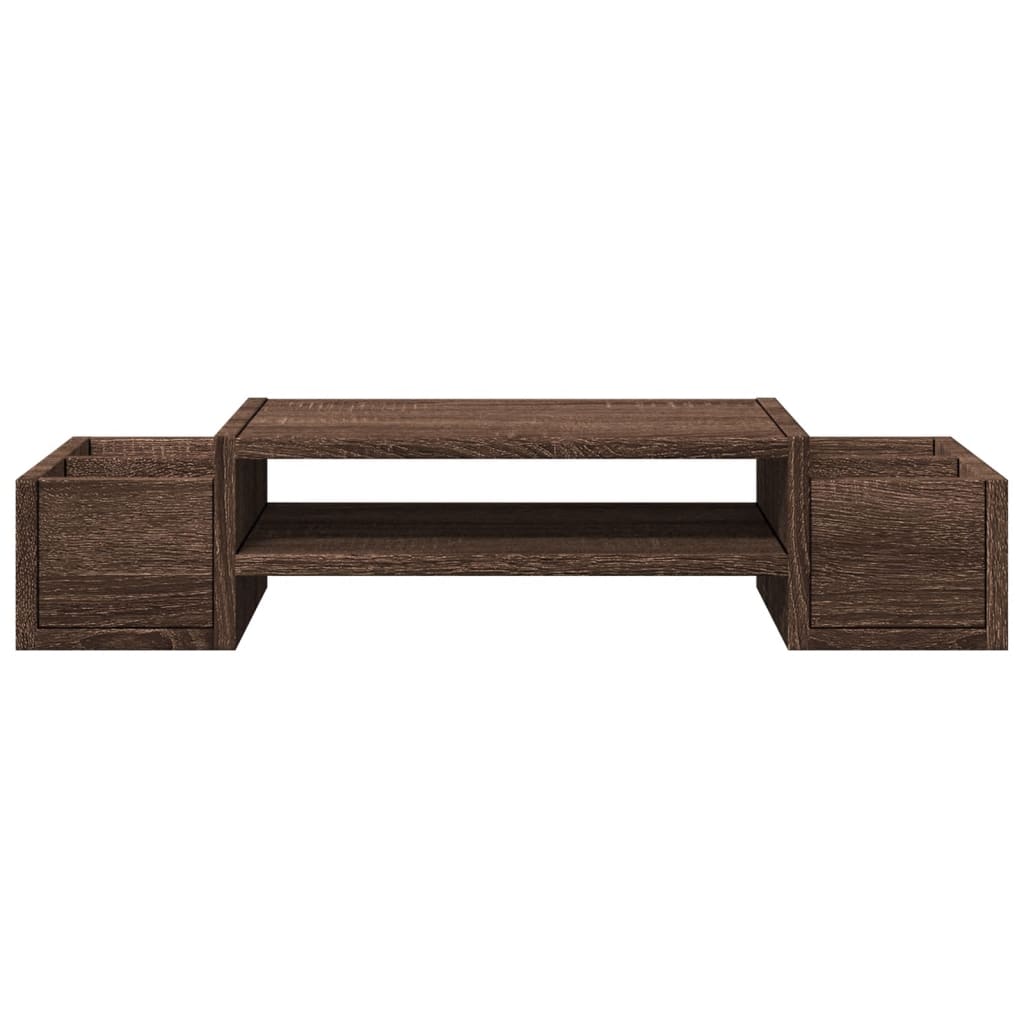 barna tölgy szerelt fa monitorállvány tárolóval 70 x 27 x 15 cm