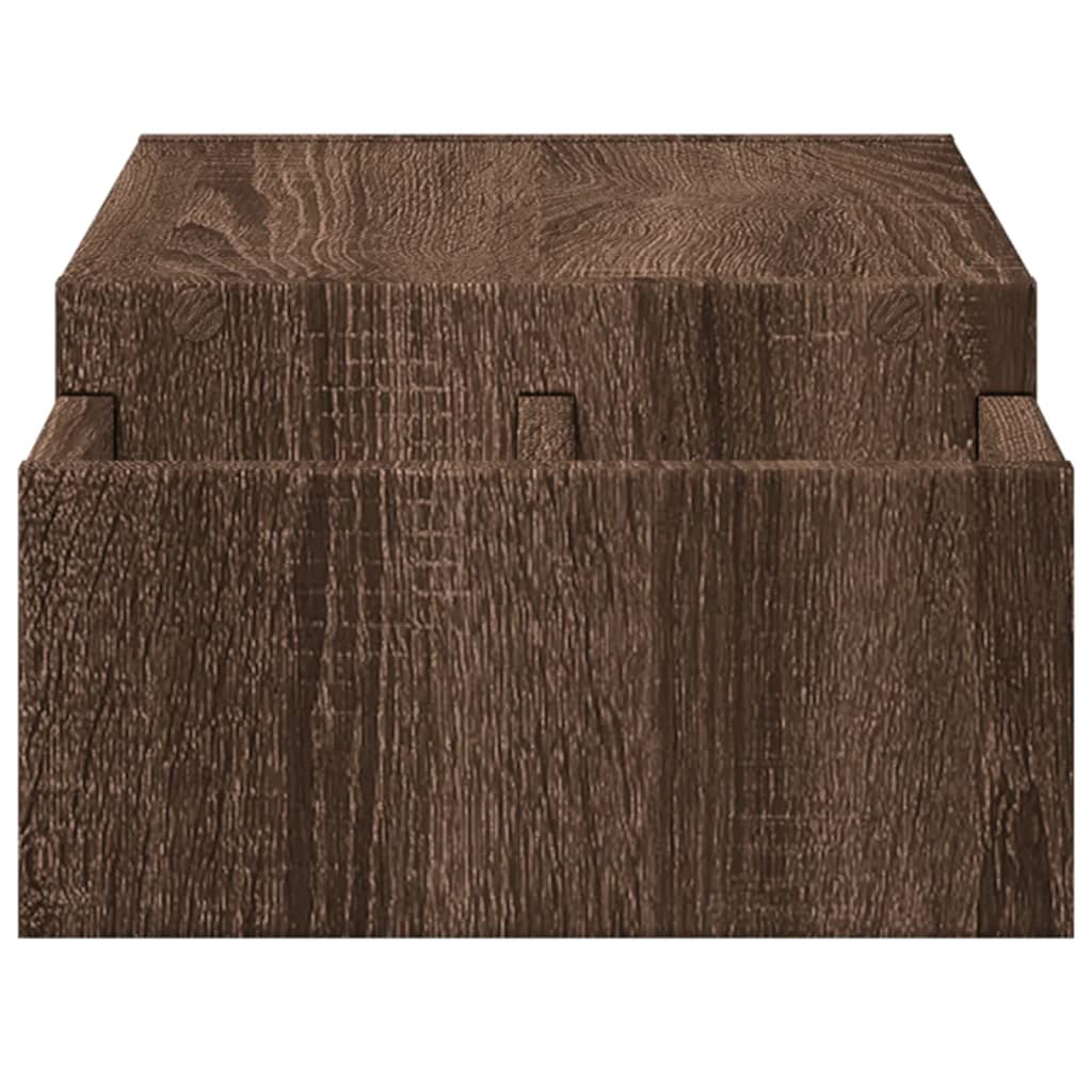 barna tölgy szerelt fa monitorállvány tárolóval 70 x 27 x 15 cm