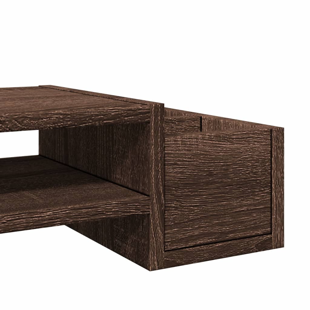 barna tölgy szerelt fa monitorállvány tárolóval 70 x 27 x 15 cm