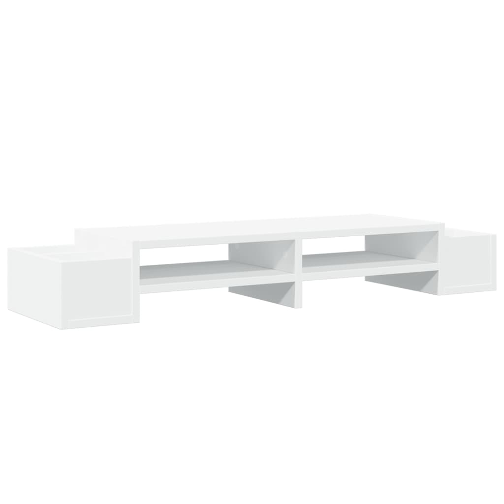 fehér szerelt fa monitorállvány tárolóval 100 x 27 x 15 cm