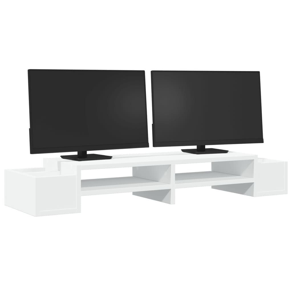 fehér szerelt fa monitorállvány tárolóval 100 x 27 x 15 cm
