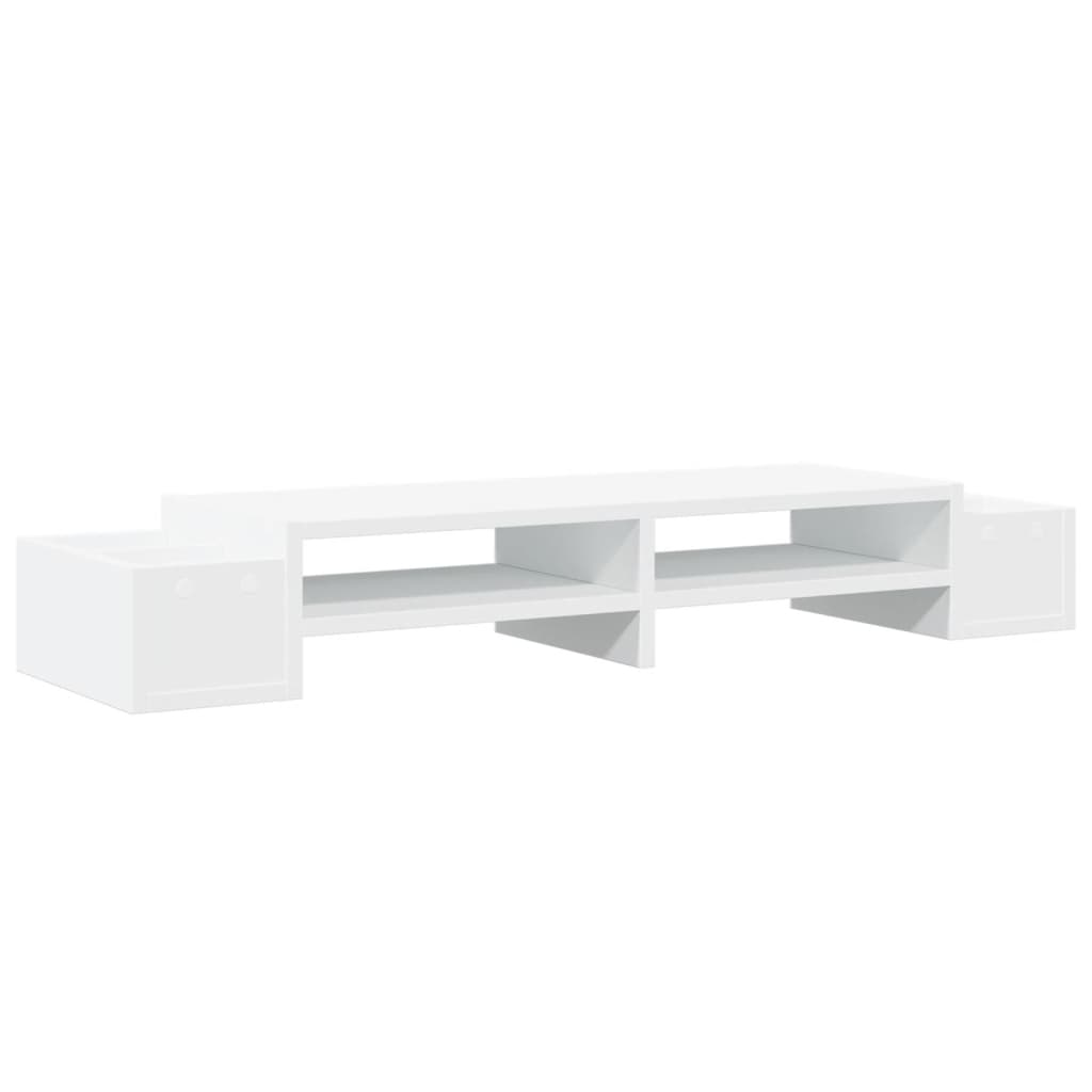 fehér szerelt fa monitorállvány tárolóval 100 x 27 x 15 cm