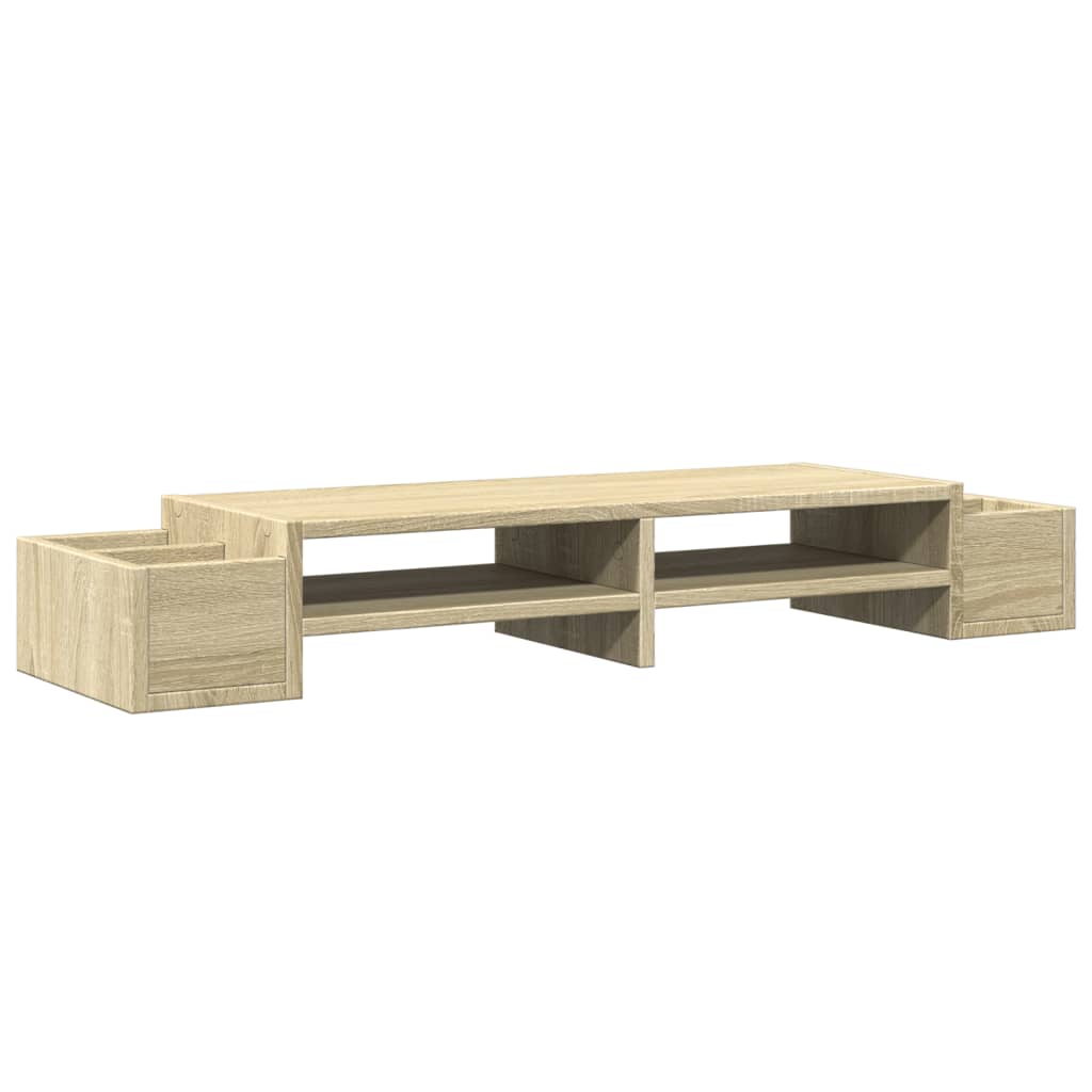 sonoma tölgy szerelt fa monitorállvány tárolóval 100x27x15 cm