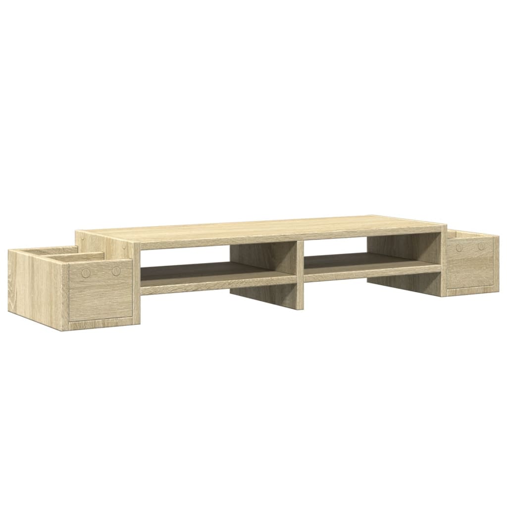 sonoma tölgy szerelt fa monitorállvány tárolóval 100x27x15 cm