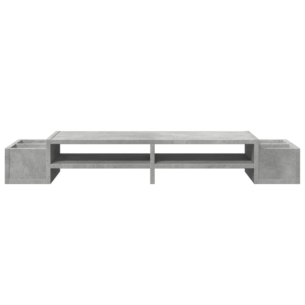 betonszürke szerelt fa monitorállvány tárolóval 100x27x15 cm