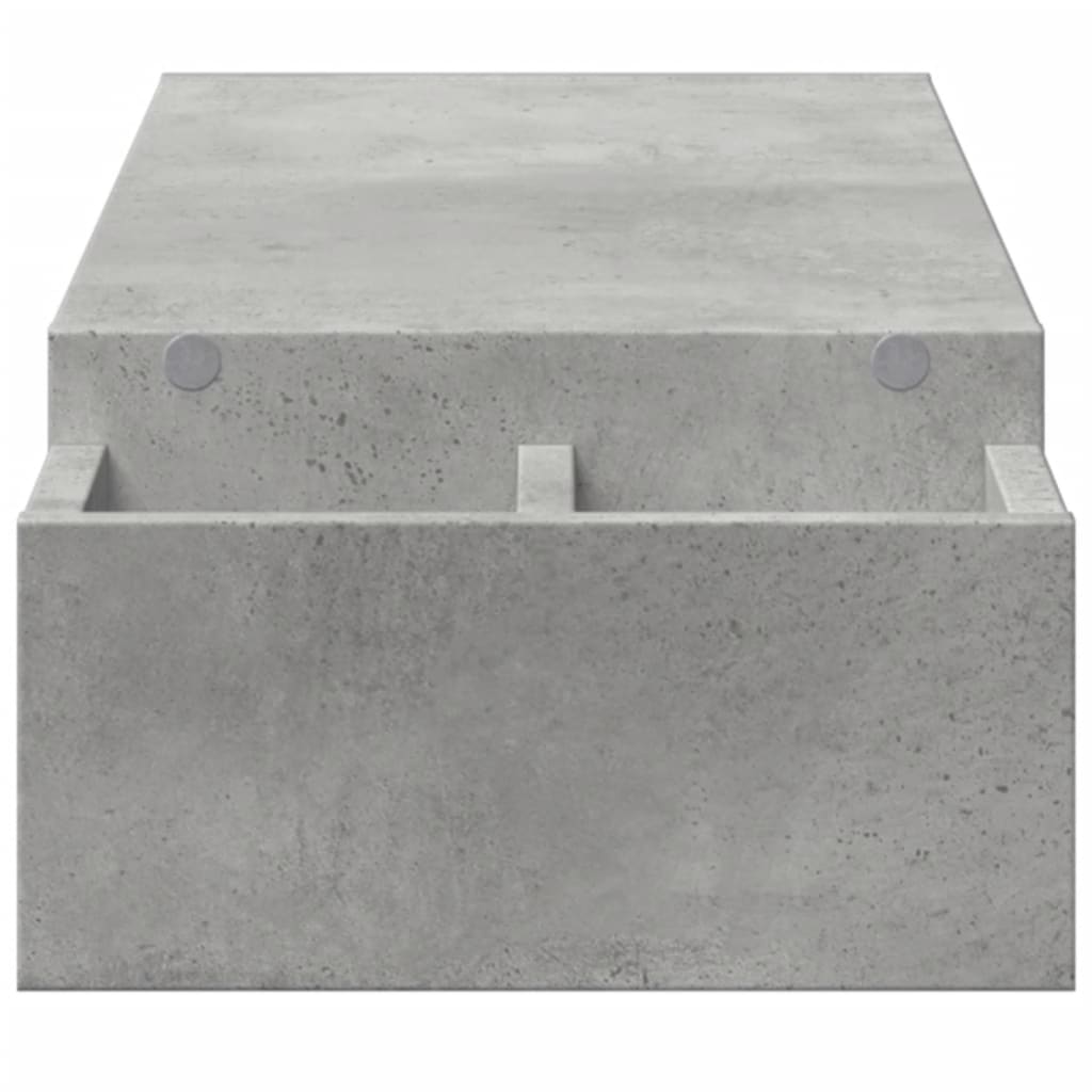 betonszürke szerelt fa monitorállvány tárolóval 100x27x15 cm