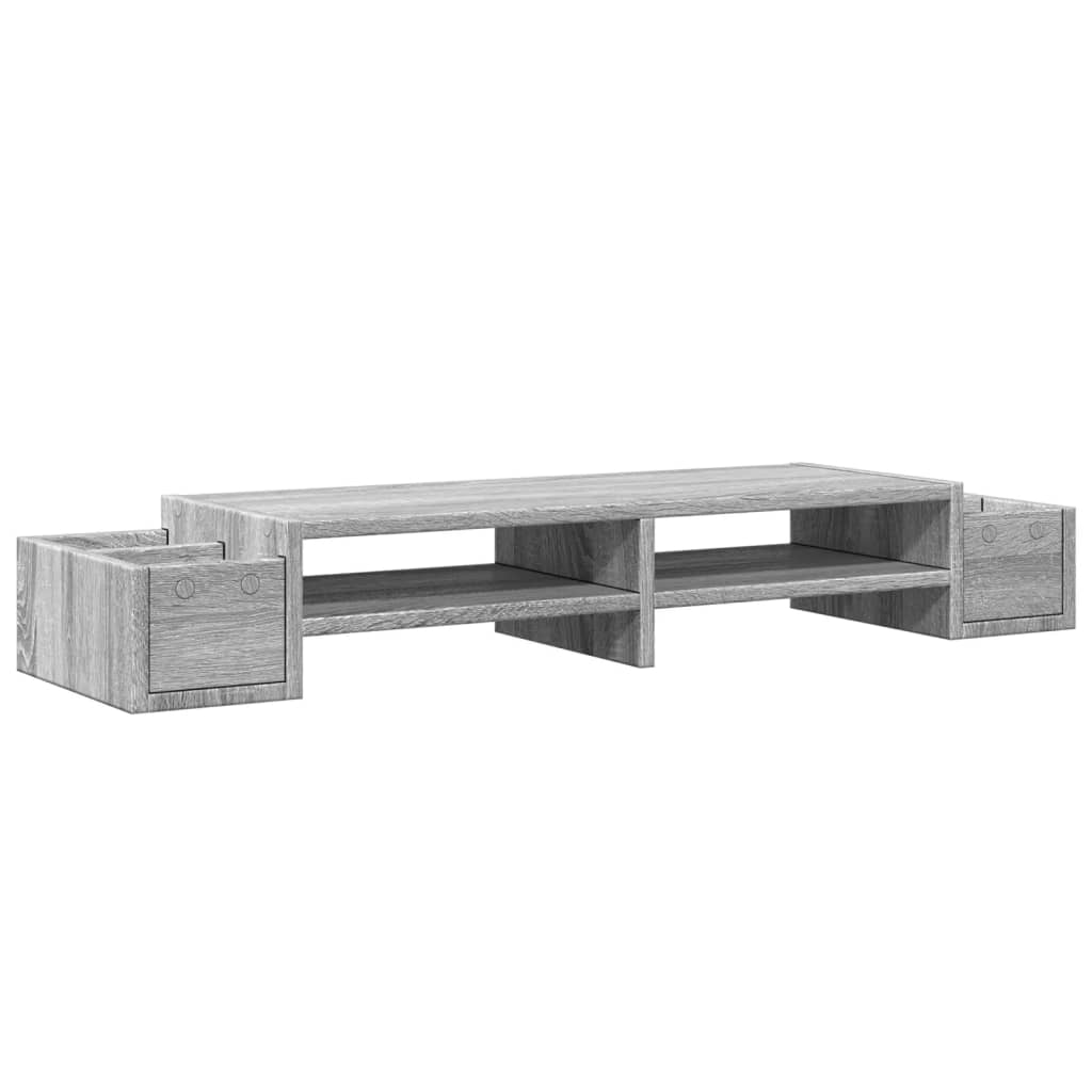 szürke sonoma szerelt fa monitorállvány tárolóval 100x27x15 cm