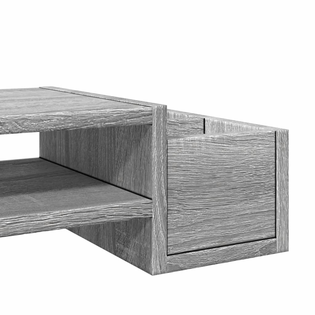 szürke sonoma szerelt fa monitorállvány tárolóval 100x27x15 cm