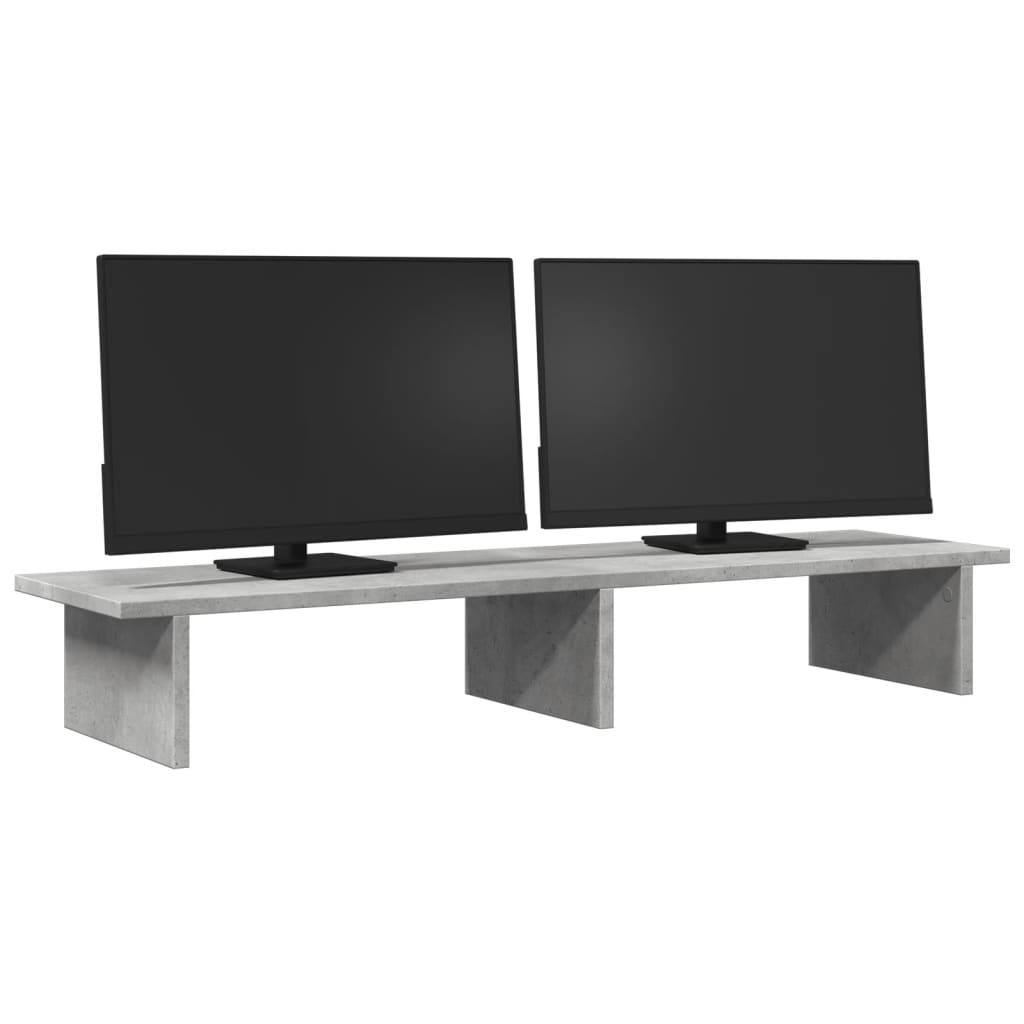 betonszürke szerelt fa monitorállvány 100 x 27 x 15 cm