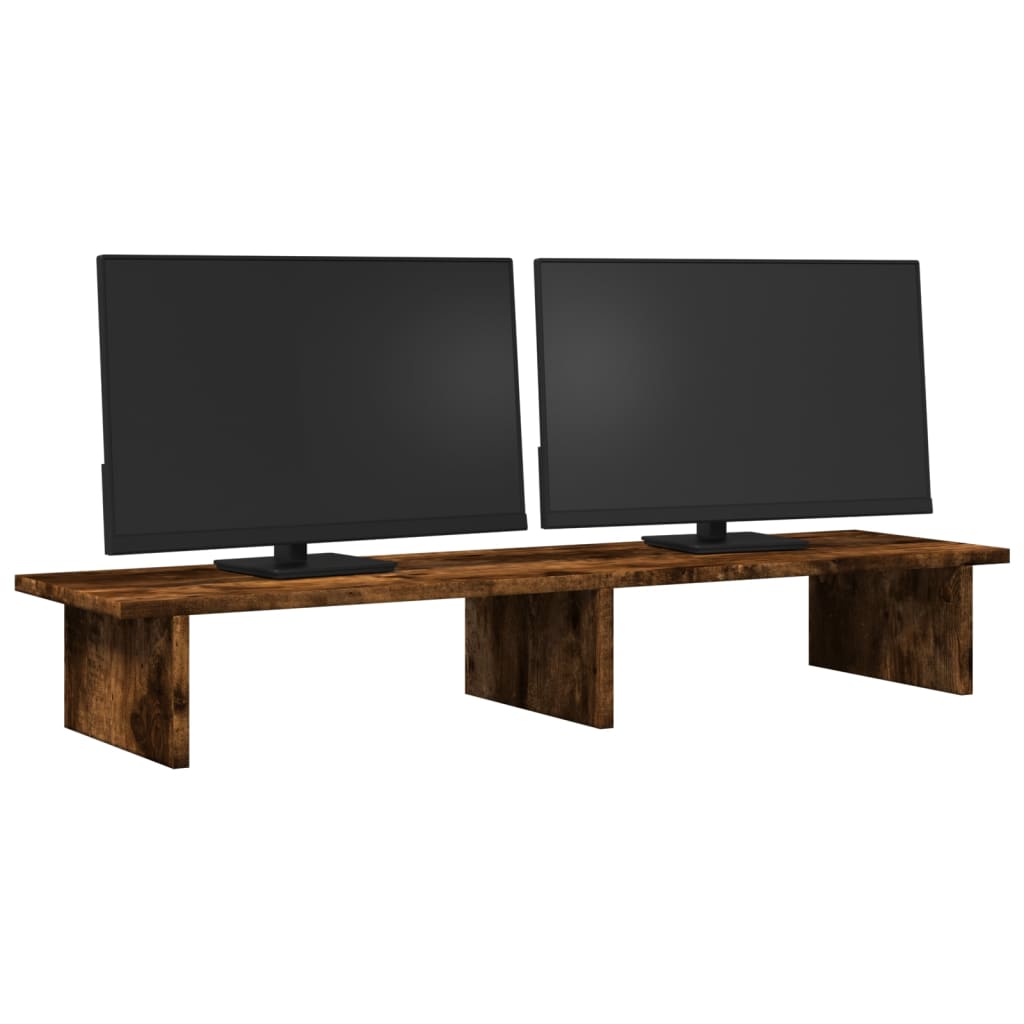 füstös tölgy színű szerelt fa monitorállvány 100 x 27 x 15 cm