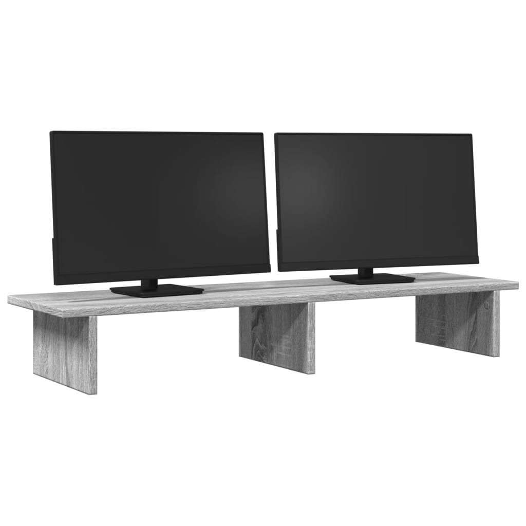 szürke sonoma színű szerelt fa monitorállvány 100 x 27 x 15 cm