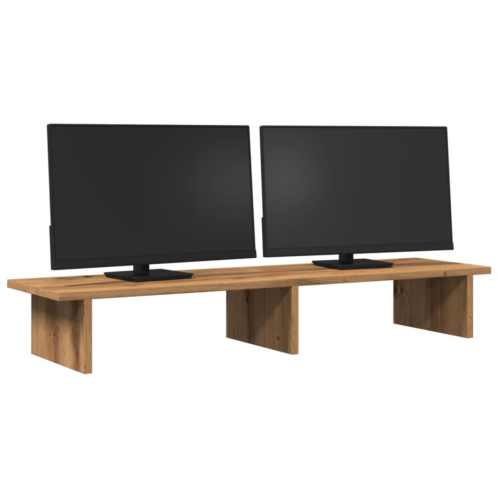 kézműves tölgy színű szerelt fa monitorállvány 100 x 27 x 15 cm