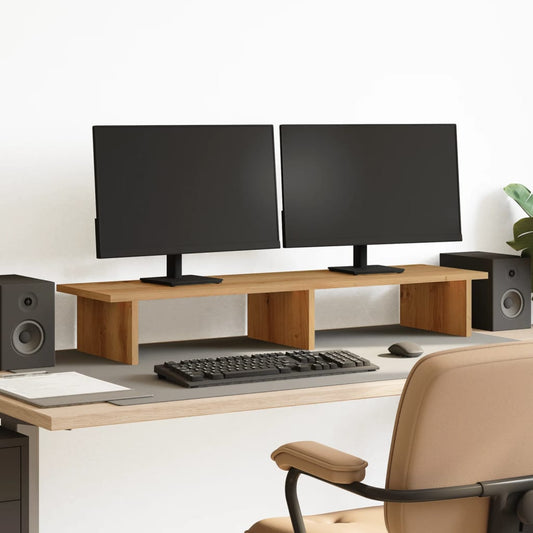 kézműves tölgy színű szerelt fa monitorállvány 100 x 27 x 15 cm