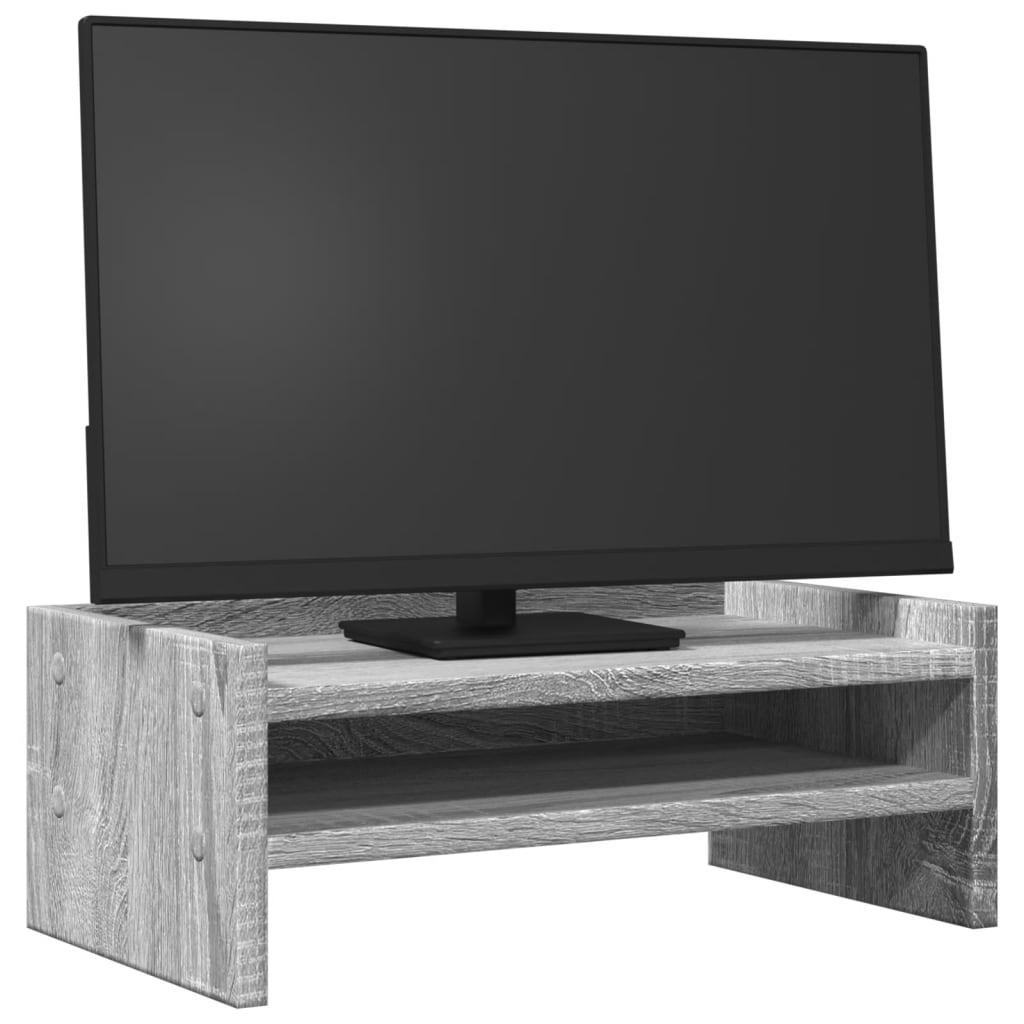szürke sonoma színű szerelt fa monitorállvány 42 x 24 x 16 cm