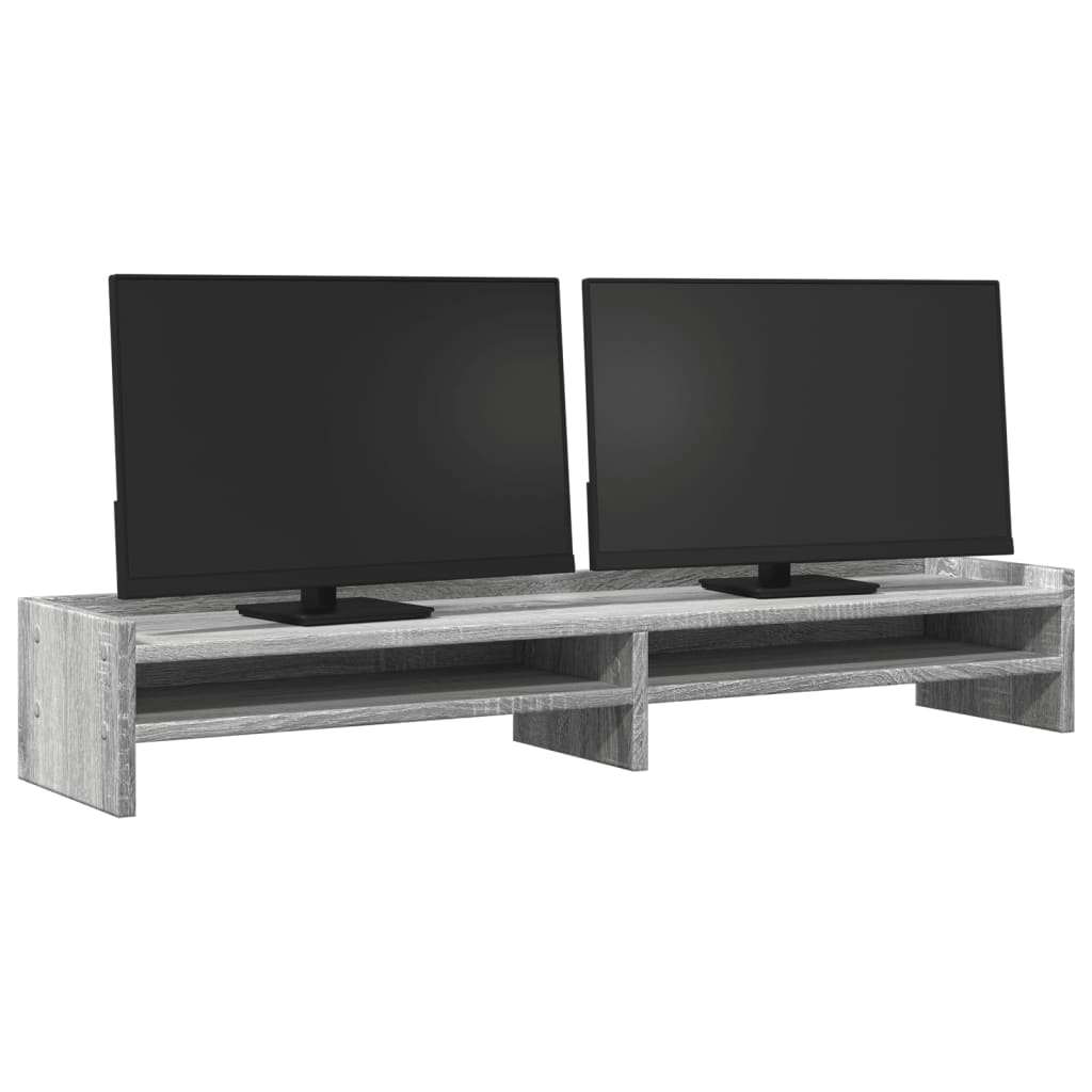 szürke sonoma színű szerelt fa monitorállvány 100 x 24 x 16 cm