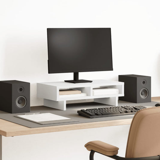 fehér szerelt fa monitorállvány 50 x 27 x 15 cm
