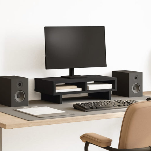fekete szerelt fa monitorállvány 50 x 27 x 15 cm