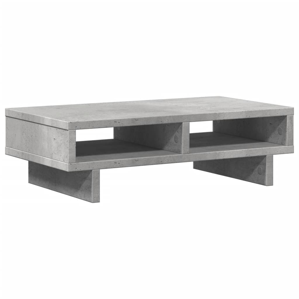 betonszürke szerelt fa monitorállvány 50 x 27 x 15 cm