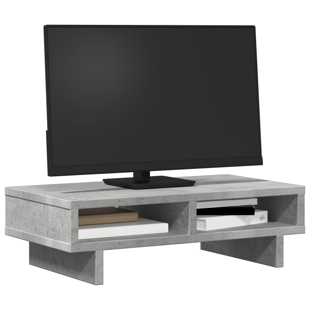 betonszürke szerelt fa monitorállvány 50 x 27 x 15 cm