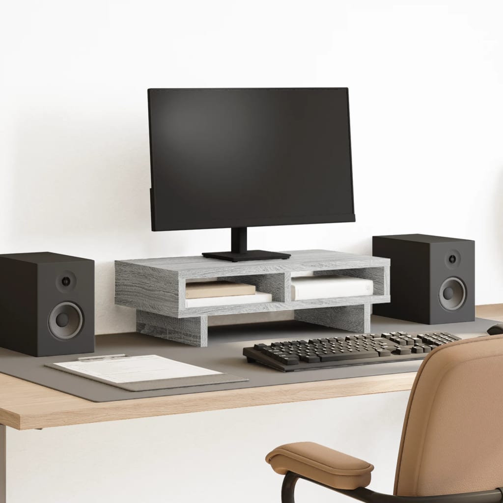 szürke sonoma színű szerelt fa monitorállvány 50 x 27 x 15 cm