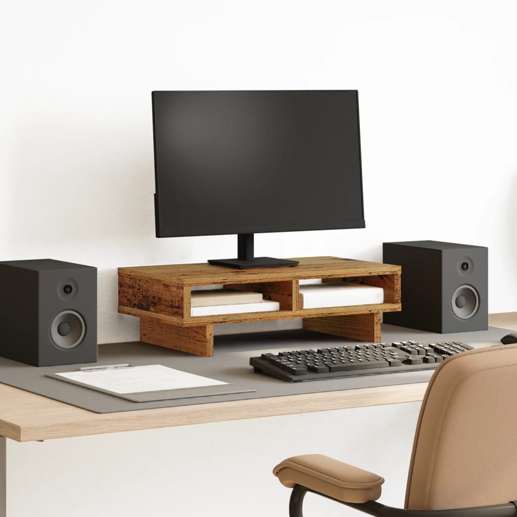 antik fa színű szerelt fa monitorállvány 50 x 27 x 15 cm