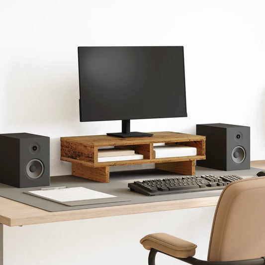 antik fa színű szerelt fa monitorállvány 50 x 27 x 15 cm