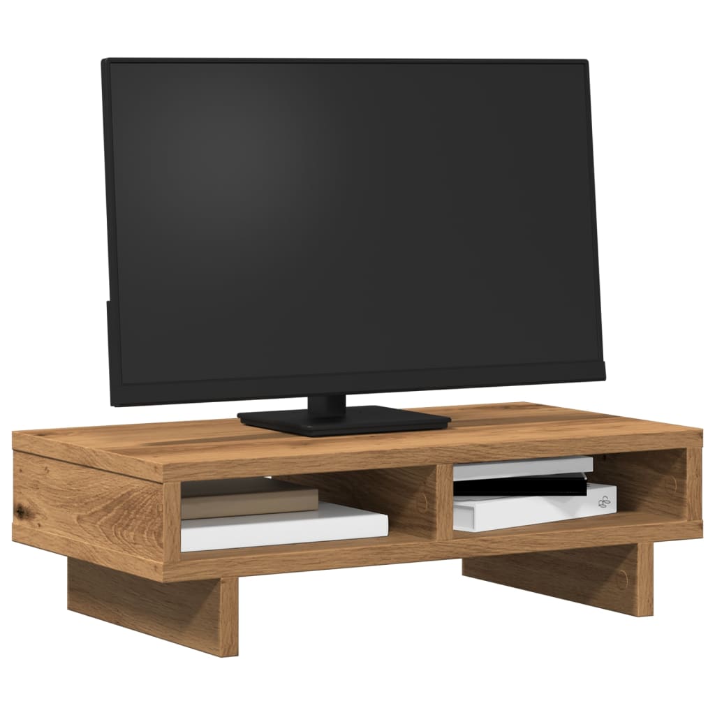 kézműves tölgy színű szerelt fa monitorállvány 50 x 27 x 15 cm