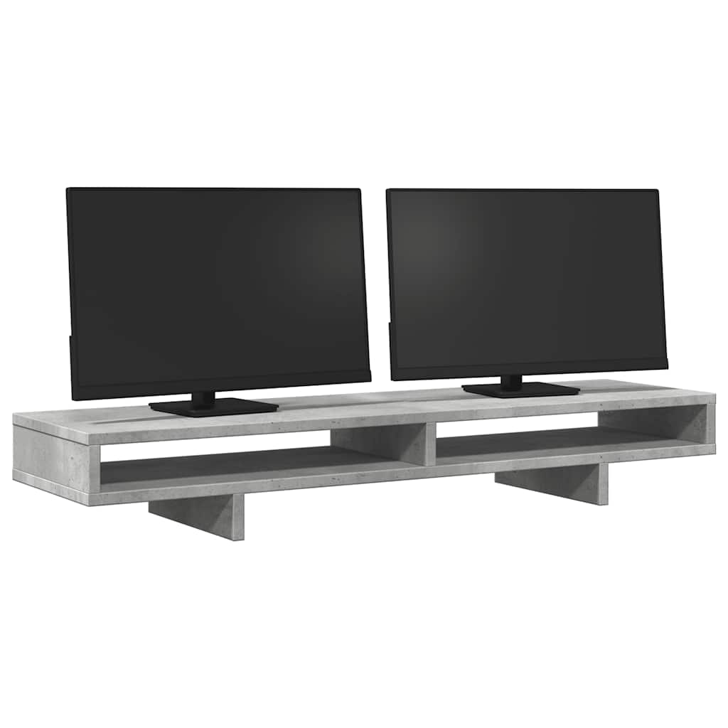 betonszürke szerelt fa monitorállvány 100 x 27 x 15 cm