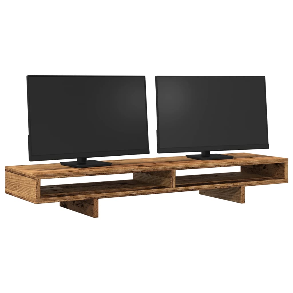 antik fa színű szerelt fa monitorállvány 100 x 27 x 15 cm