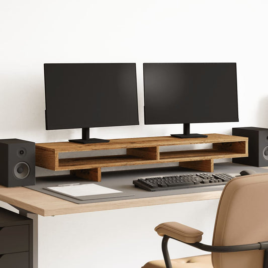 antik fa színű szerelt fa monitorállvány 100 x 27 x 15 cm