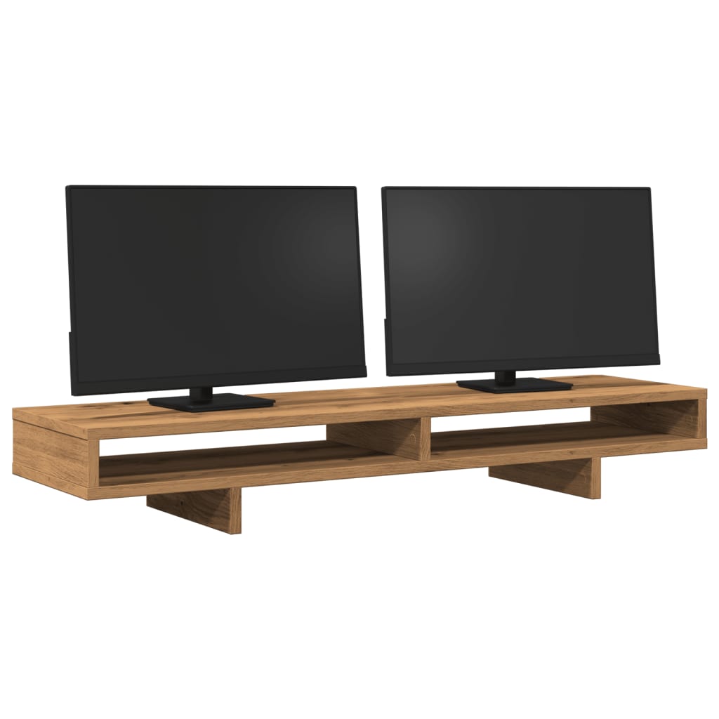 kézműves tölgy színű szerelt fa monitorállvány 100 x 27 x 15 cm