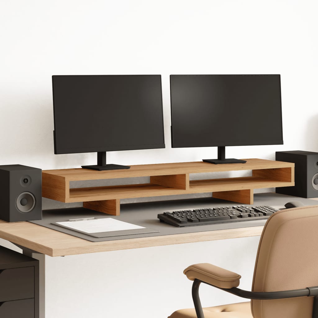 kézműves tölgy színű szerelt fa monitorállvány 100 x 27 x 15 cm