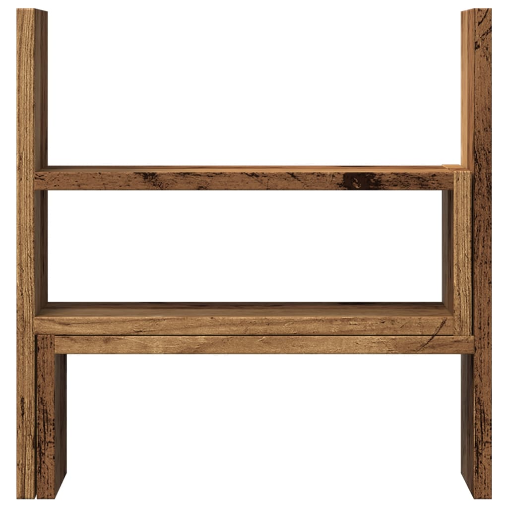 antik fa színű szerelt fa állítható asztali szervező 40x17x41cm