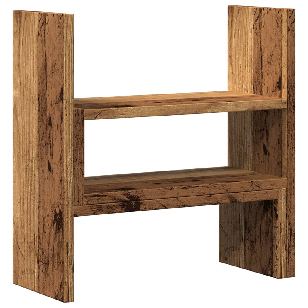 antik fa színű szerelt fa állítható asztali szervező 40x17x41cm