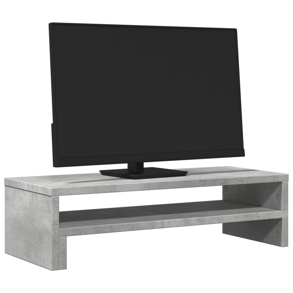 betonszürke szerelt fa monitorállvány 54 x 22 x 15 cm