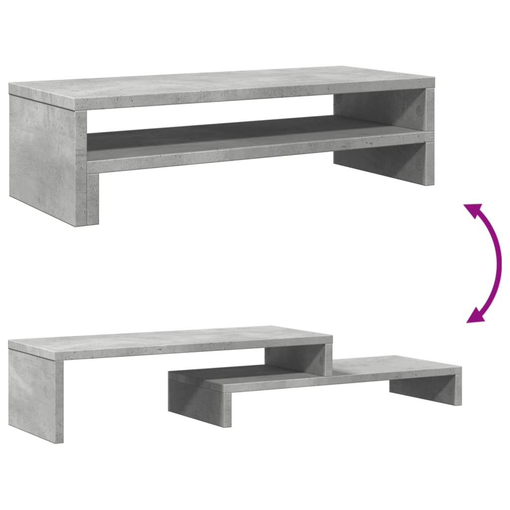 betonszürke szerelt fa monitorállvány 54 x 22 x 15 cm