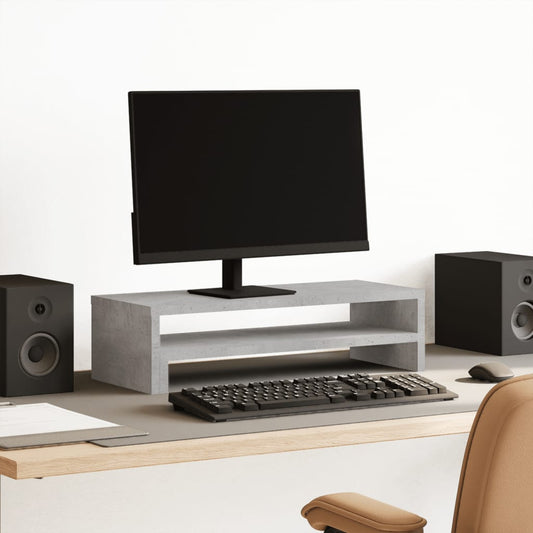 betonszürke szerelt fa monitorállvány 54 x 22 x 15 cm